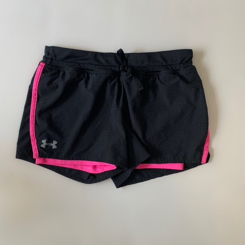 Girls black UnderArmour athletic shorts